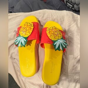 Kate Spade Yellow and Red Pineapple Slides. Brand new. Size 39 1/2